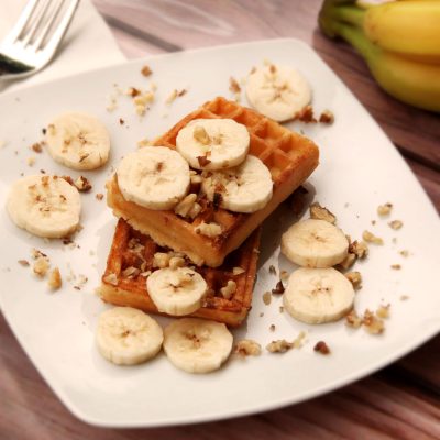 Banana Topped Waffles