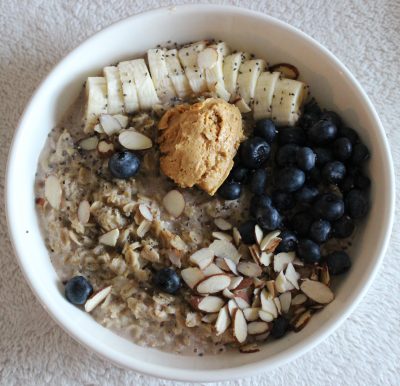 Blueberry and Peanut Butter Oatmeal